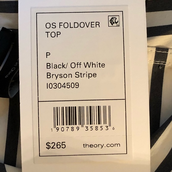 Theory Bryson Striped 1-shoulder Fold-over Top SZP - Picture 8 of 8